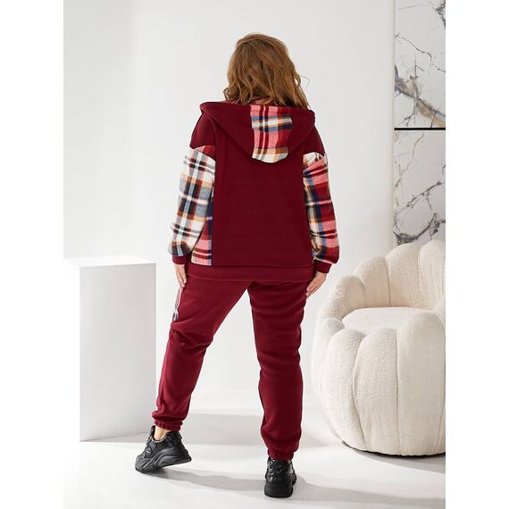 Жіночий теплий костюм двійка колір бордовий, Колір: Бордовий, Розмір: 56, зображення 5