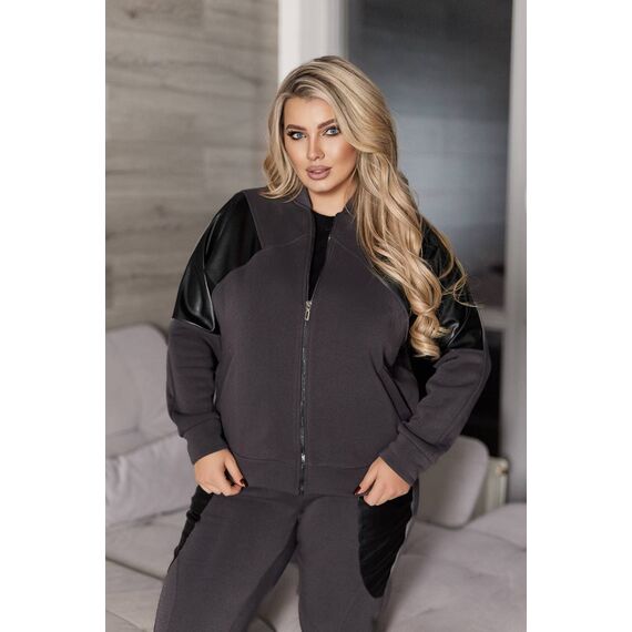 Жіночий теплий костюм двійка колір графіт, Колір: Графітовий, Розмір: 54, зображення 6