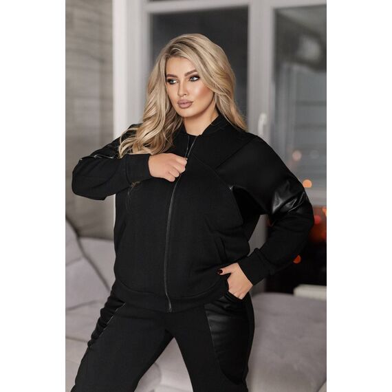 Жіночий теплий костюм двійка колір чорний, Колір: Чорний, Розмір: 58, зображення 6