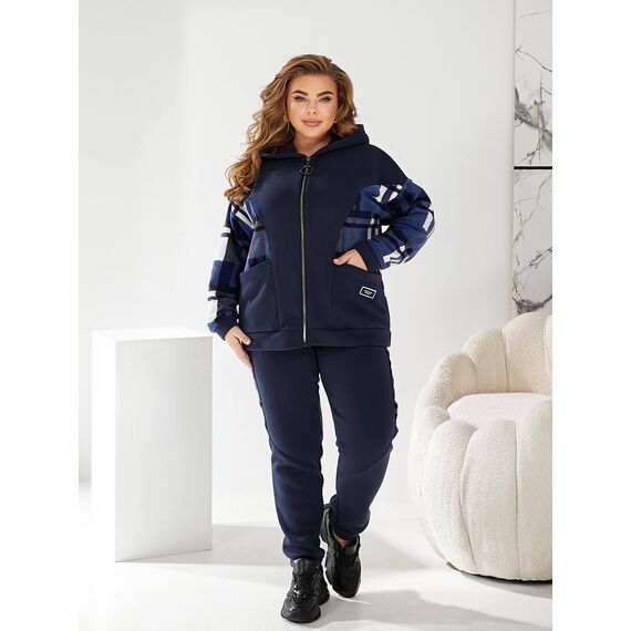 Жіночий теплий костюм двійка колір синій, Колір: Синій, Розмір: 56, зображення 5