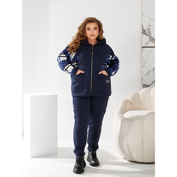 Жіночий теплий костюм двійка колір синій, Колір: Синій, Розмір: 56, зображення 4