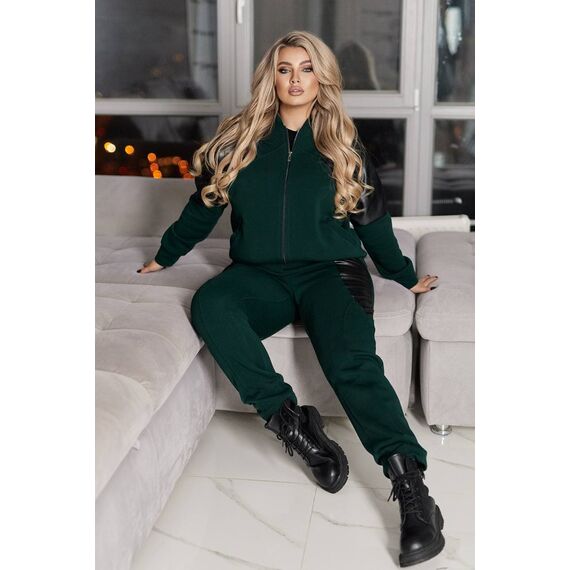 Жіночий теплий костюм двійка колір смарагдовий, Колір: Смарагдовий, Розмір: 62, зображення 4