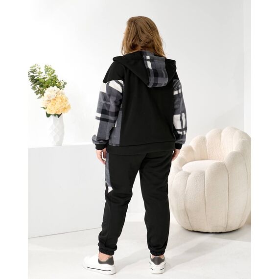 Жіночий теплий костюм двійка колір чорний, Колір: Чорний, Розмір: 56, зображення 6