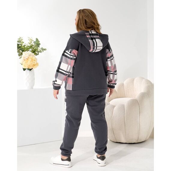 Жіночий теплий костюм двійка колір графіт, Колір: Графітовий, Розмір: 56, зображення 6