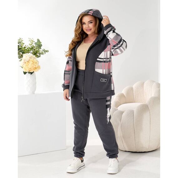 Жіночий теплий костюм двійка колір графіт, Колір: Графітовий, Розмір: 56, зображення 5