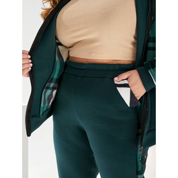 Жіночий теплий костюм двійка колір пляшка, Колір: Темно-зелений, Розмір: 56, зображення 8