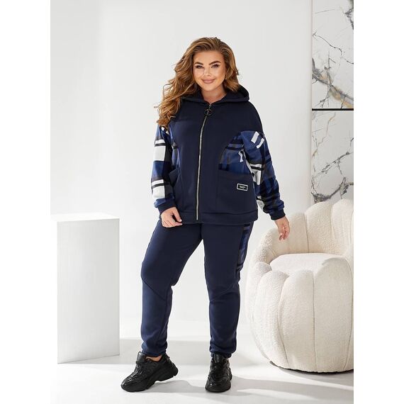 Жіночий теплий костюм двійка колір синій, Колір: Синій, Розмір: 56, зображення 6