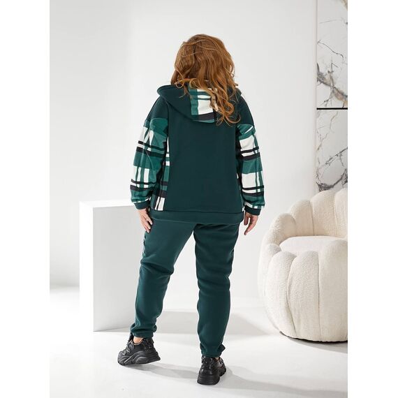 Жіночий теплий костюм двійка колір пляшка, Колір: Темно-зелений, Розмір: 56, зображення 5