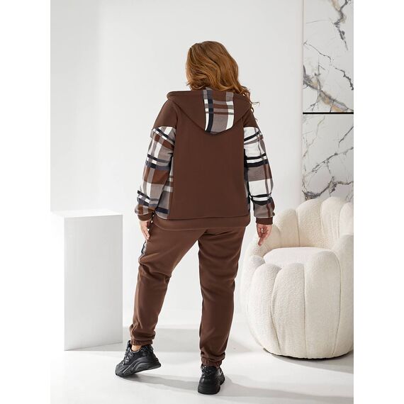 Жіночий теплий костюм двійка колір коричневий, Колір: Коричневий, Розмір: 56, зображення 4