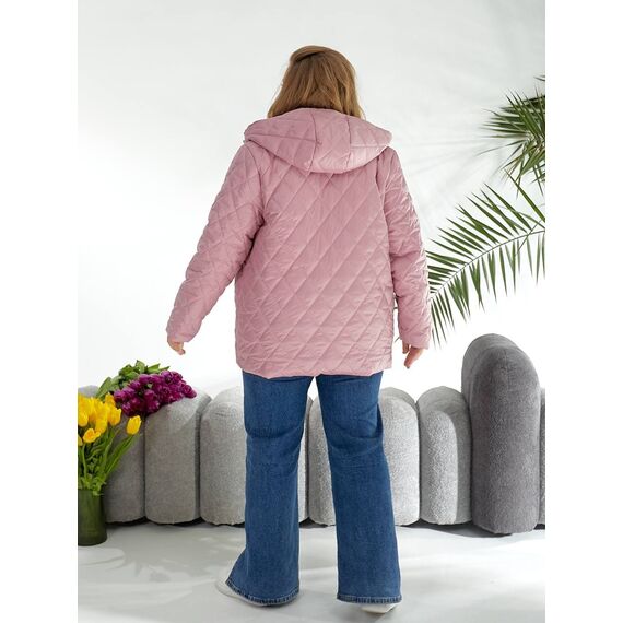 Женская демисезонная куртка розового цвета, Цвет: Розовый, Размер: 56, изображение 4