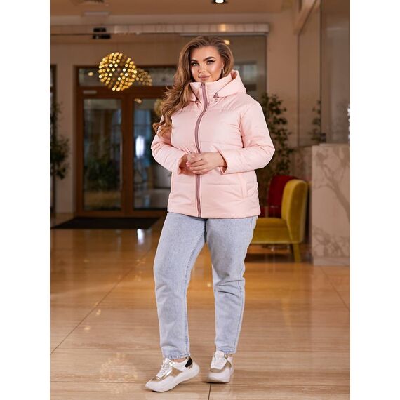 Женская демисезонная куртка розового цвета, Цвет: Розовый, Размер: 64, изображение 3