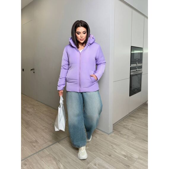 Женская демисезонная куртка сиреневого цвета, Цвет: Сиреневый, Размер: 64, изображение 5
