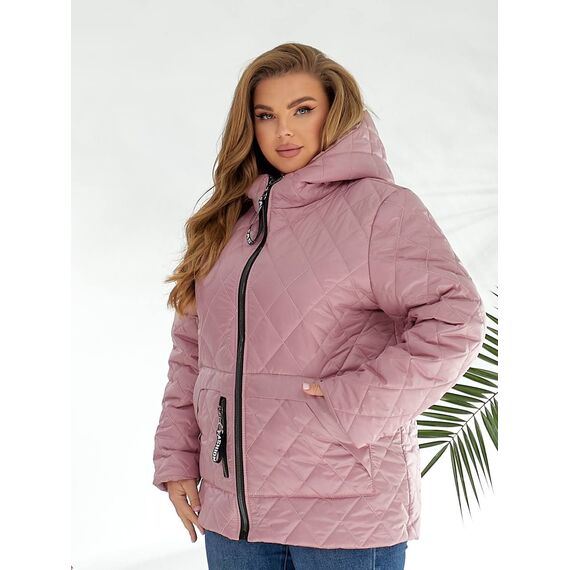 Женская демисезонная куртка розового цвета, Цвет: Розовый, Размер: 56, изображение 6