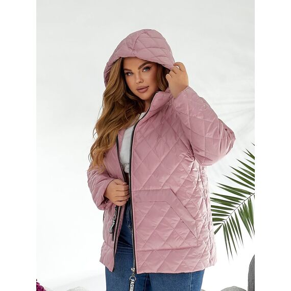 Женская демисезонная куртка розового цвета, Цвет: Розовый, Размер: 56, изображение 3