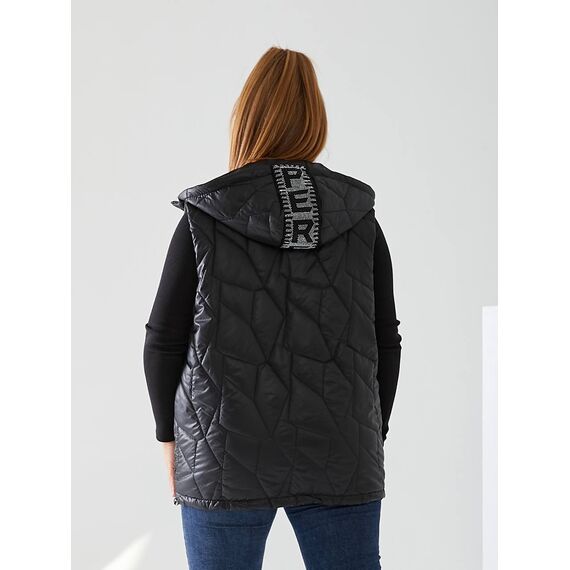 Женская жилетка с капюшоном цвет черный, Цвет: Черный, Размер: 48, изображение 2