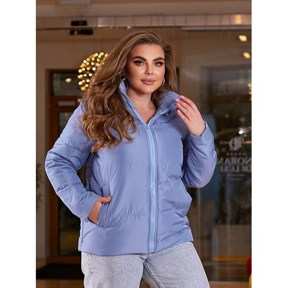 Женская демисезонная куртка голубого цвета, Цвет: Голубой, Размер: 48, изображение 3