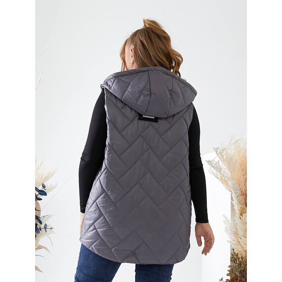 Женская жилетка с капюшоном цвет графит, Цвет: Графитовый, Размер: 56, изображение 8