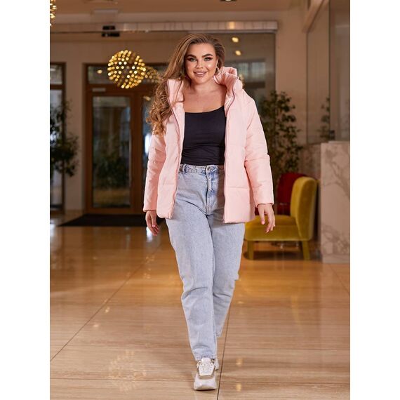 Женская демисезонная куртка розового цвета, Цвет: Розовый, Размер: 64, изображение 6