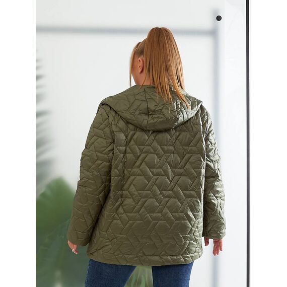 Женская демисезонная куртка цвет хаки, Цвет: Хаки, Размер: 56, изображение 6