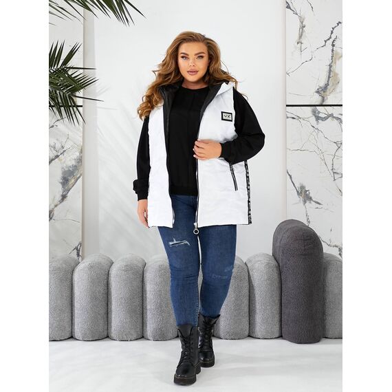 Женская жилетка цвет с капюшоном цвет белый, Цвет: Белый, Размер: 56, изображение 7