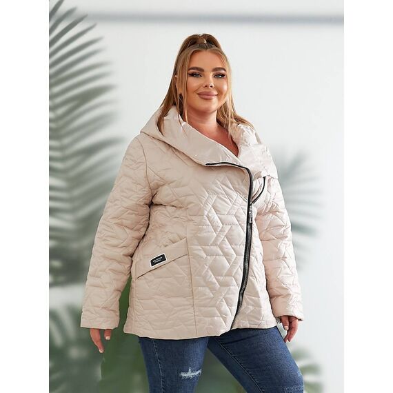 Женская демисезонная куртка цвет молочный, Цвет: Молочный, Размер: 56, изображение 4