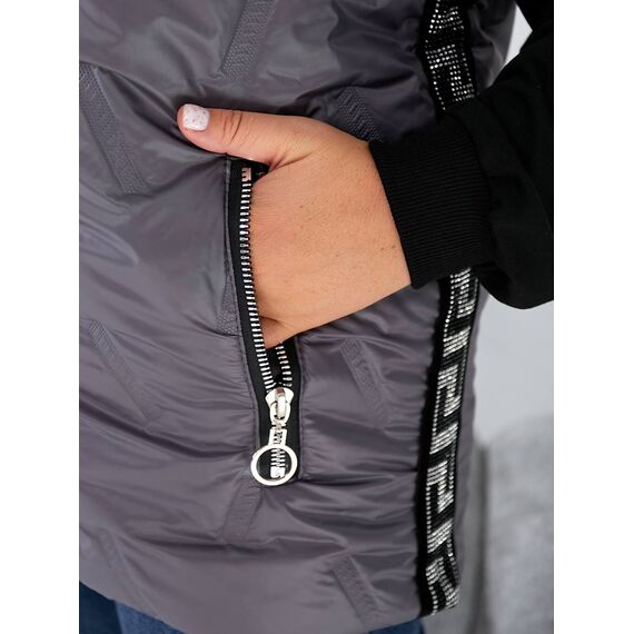 Женская жилетка цвет с капюшоном цвет графит, Цвет: Графитовый, Размер: 56, изображение 3