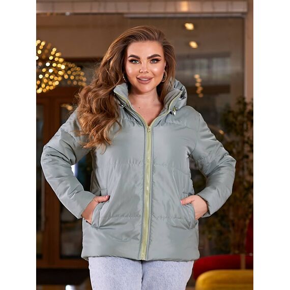 Женская демисезонная куртка цвет оливковый, Цвет: Оливковый, Размер: 64, изображение 6