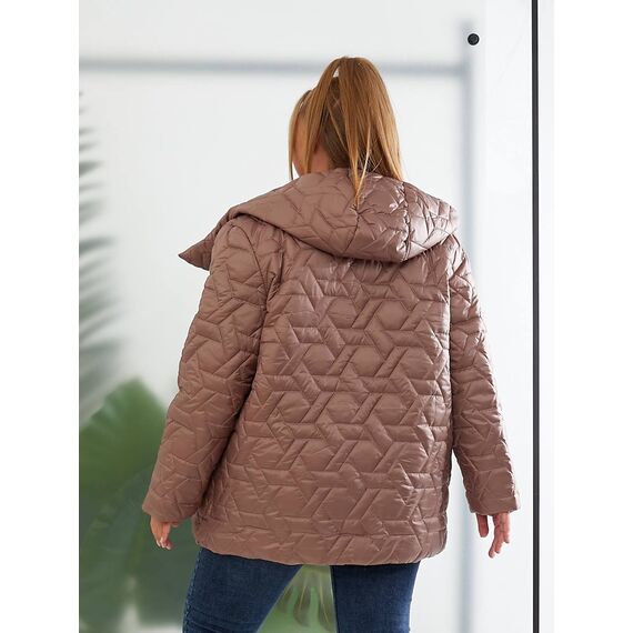 Женская демисезонная куртка цвет мокко, Цвет: Темно-бежевый, Размер: 56, изображение 5