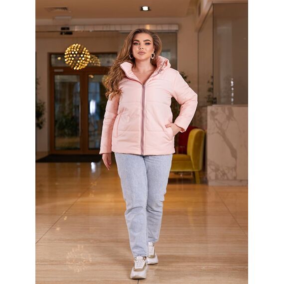 Женская демисезонная куртка розового цвета, Цвет: Розовый, Размер: 64