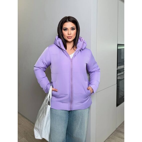 Женская демисезонная куртка сиреневого цвета, Цвет: Сиреневый, Размер: 64