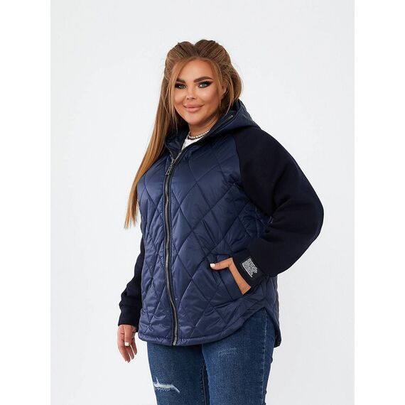 Женская куртка демисезонная синего цвета, Цвет: Синий, Размер: 48, изображение 2