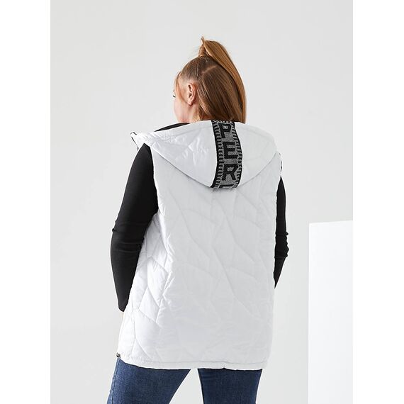 Женская жилетка с капюшоном цвет белый 04, Цвет: Белый, Размер: 48, изображение 3