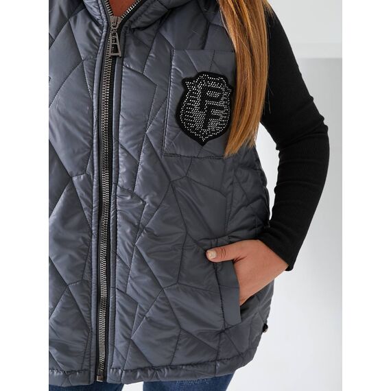 Женская жилетка с капюшоном цвет графит, Цвет: Графитовый, Размер: 56, изображение 6