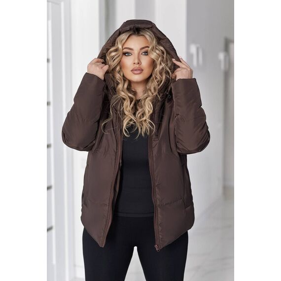 Женская демисезонная куртка цвета шоколад, Цвет: Коричневый, Размер: 52, изображение 4