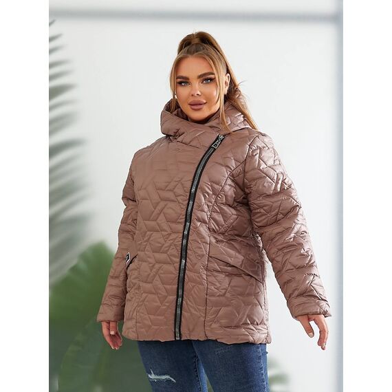 Женская демисезонная куртка цвет мокко, Цвет: Темно-бежевый, Размер: 56, изображение 6