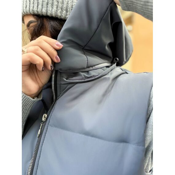 Женская длинная жилетка цвета графит, Цвет: Графитовый, Размер: 54, изображение 4