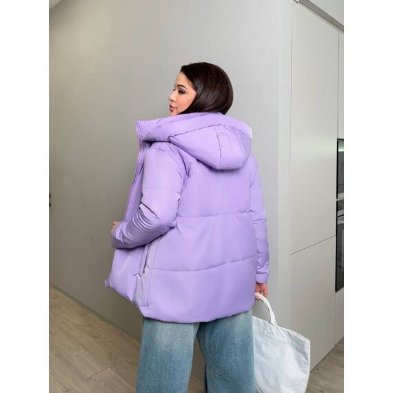 Женская демисезонная куртка сиреневого цвета, Цвет: Сиреневый, Размер: 64, изображение 2