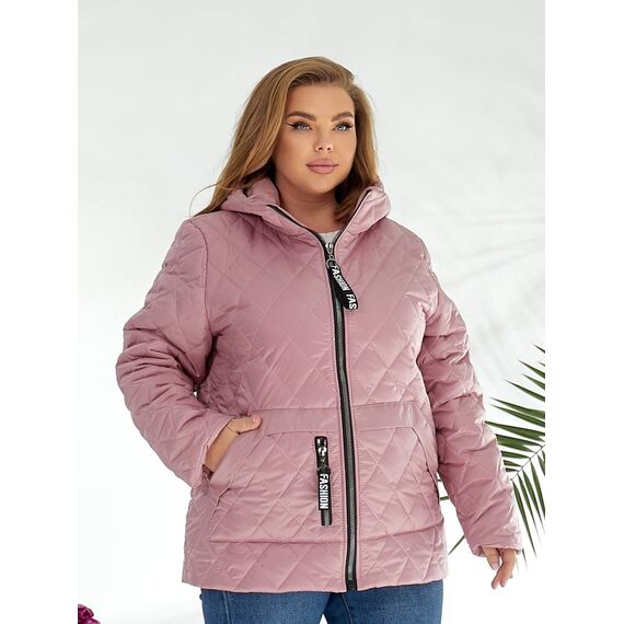 Женская демисезонная куртка розового цвета, Цвет: Розовый, Размер: 56, изображение 5