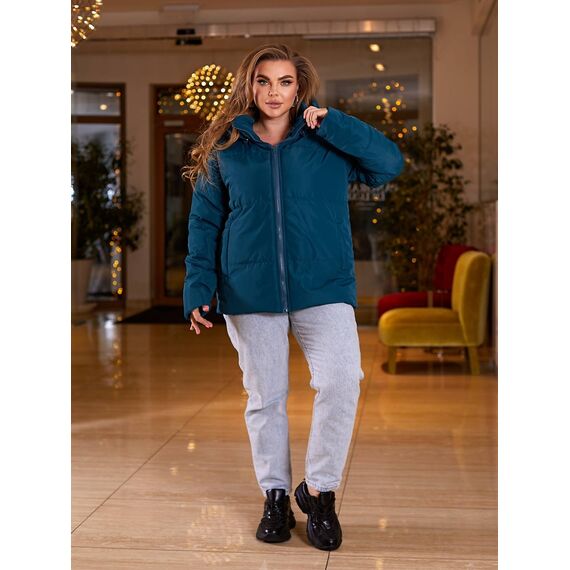 Женская демисезонная куртка цвета морской волны женская демисезонная куртка, Цвет: Морской волны, Размер: 64, изображение 3