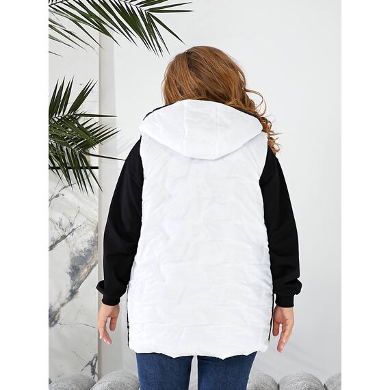 Женская жилетка цвет с капюшоном цвет белый, Цвет: Белый, Размер: 56, изображение 6