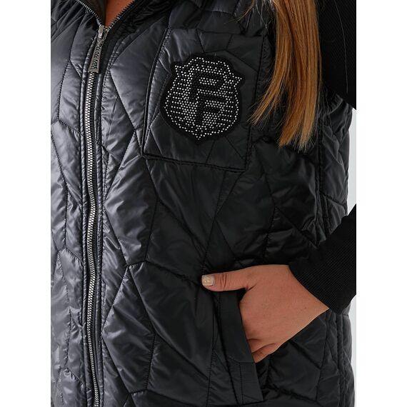 Женская жилетка с капюшоном цвет черный, Цвет: Черный, Размер: 48, изображение 4