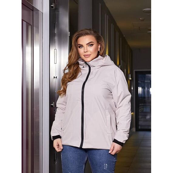 Женская ветровка с капюшоном на подкладке бежевого цвета, Цвет: Бежевый, Размер: 60