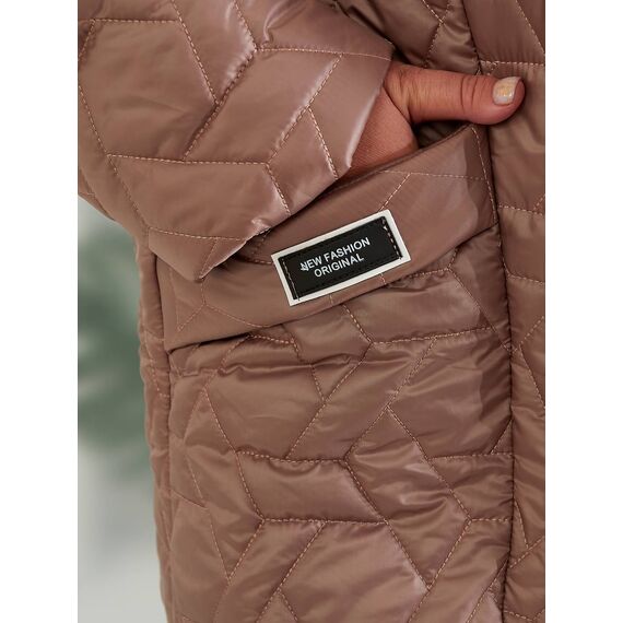 Женская демисезонная куртка цвет мокко, Цвет: Темно-бежевый, Размер: 56, изображение 3