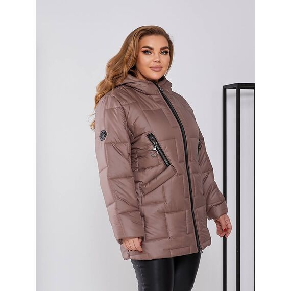 Женская теплая курточка цвет мокко, Цвет: Темно-бежевый, Размер: 52, изображение 3
