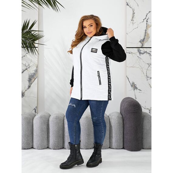 Женская жилетка цвет с капюшоном цвет белый, Цвет: Белый, Размер: 56, изображение 2