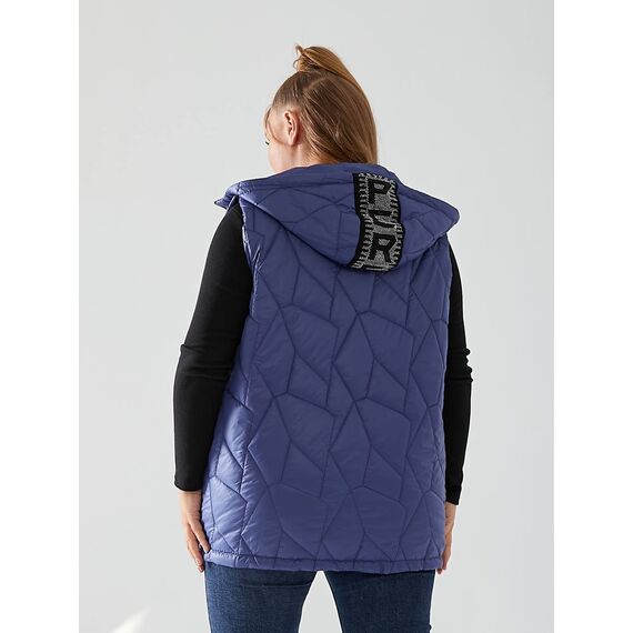 Женская жилетка с капюшоном цвет джинс, Цвет: Светло-синий, Размер: 56, изображение 2