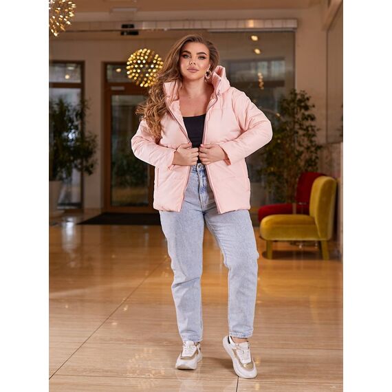 Женская демисезонная куртка розового цвета, Цвет: Розовый, Размер: 64, изображение 5