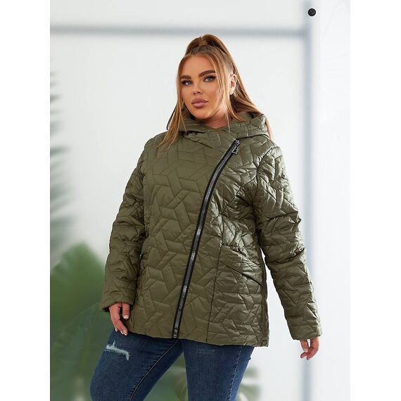 Женская демисезонная куртка цвет хаки, Цвет: Хаки, Размер: 56, изображение 7