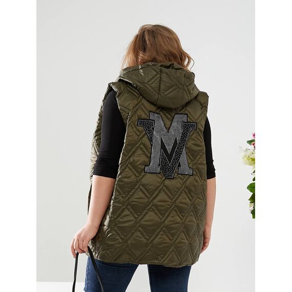 Женская весенняя жилетка хаки, Цвет: Хаки, Размер: 48, изображение 2