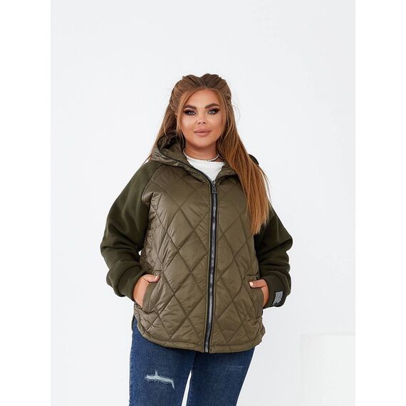 Женская демисезонная куртка цвета хаки, Цвет: Хаки, Размер: 52